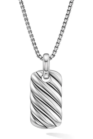 David Yurman Sterling Petite Sculpted Cable tag (24mm)