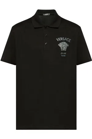 VERSACE Medusa Head-embroidered cotton polo shirt