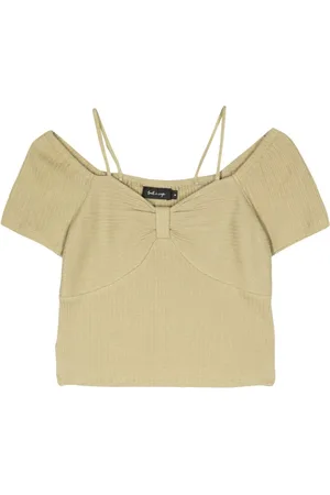 tout a coup Gathered-detail ribbed crop top