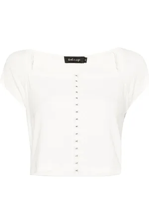 tout a coup Square-neck cap-sleeves crop top