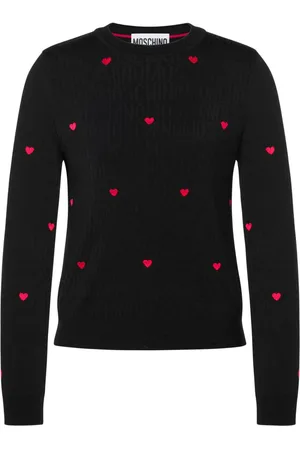 Moschino Heart-embroidered intarsia-knit jumper