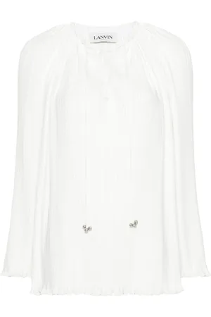 Lanvin Pliss?? lace-up blouse