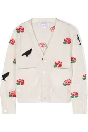 Thom Browne Raven And Roses intarsia-knit cardigan