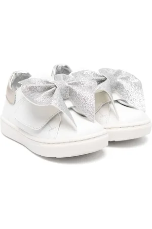 MONNALISA Bow-detail leather sneakers