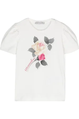 MONNALISA Rose-print puff-sleeves T-shirt