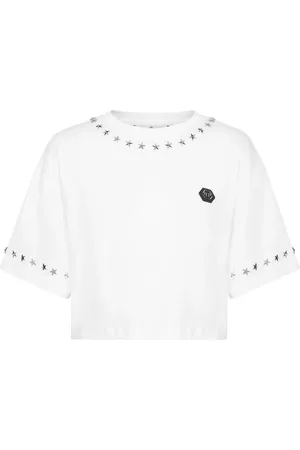 Philipp Plein Star-studded cotton cropped top