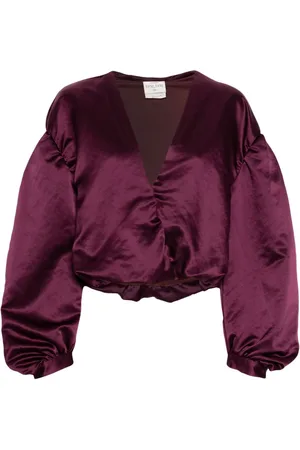 FORTE FORTE Satin V-neck cropped blouse