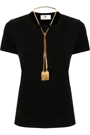 Elisabetta Franchi Round-neck T-shirt with necklace