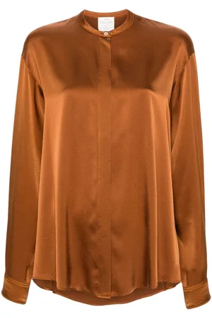 FORTE FORTE Band-collar satin shirt