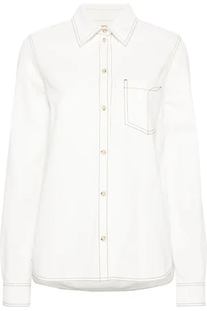 Totême Contrast-stitching organic cotton shirt