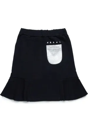 Marni Logo-print flared-hem skirt