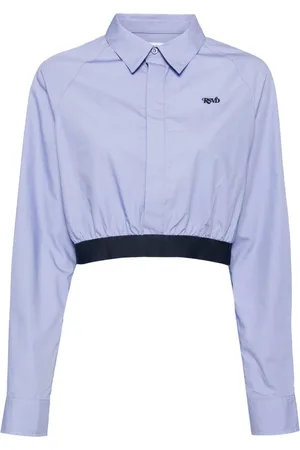 Izzue Logo-embroidered cropped poplin shirt