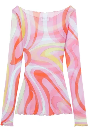 Puccini Marmo-print boat-neck top