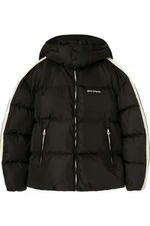 Palm Angels Logo-embroidered hooded puffer jacket