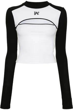 Palm Angels Monogram-embroidered colourblock ribbed tip