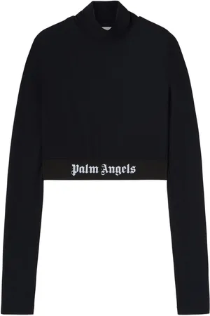 Palm Angels Logo-underband mock-neck crop top