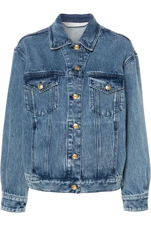 Palm Angels Embroidered-panel denim jacket