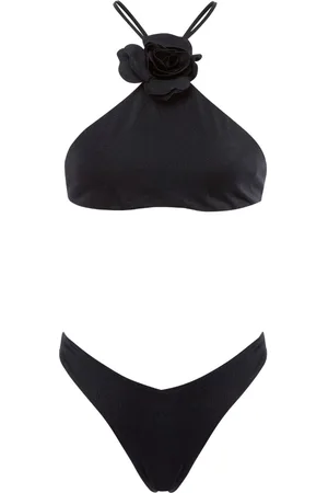 Serafini Floral-appliqué halterneck bikini set