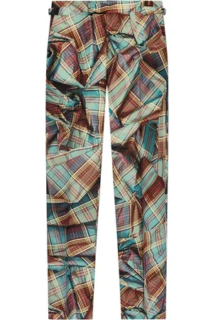 Vivienne Westwood Optical-illusion check-print virgin-wool trousers