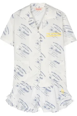 The Animals Observatory Magpie text-print cotton shorts set