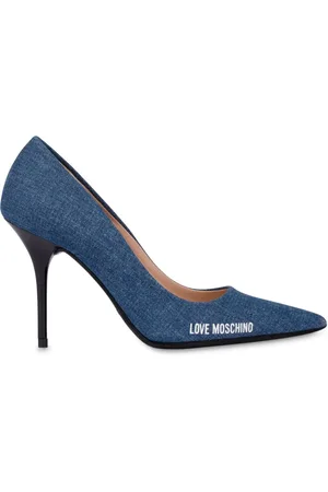 Moschino Logo print denim pumps