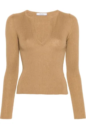 Max Mara Urlo split-neck ribbed top
