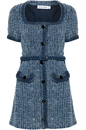 Self-Portrait Bouclé-design denim mini dress