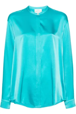 FORTE FORTE Band-collar satin shirt