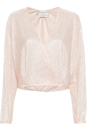 FORTE FORTE Lurex-detail houndstooth wrap top