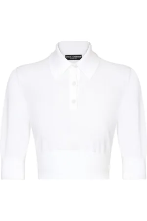 Dolce & Gabbana Cropped fine-knit polo shirt