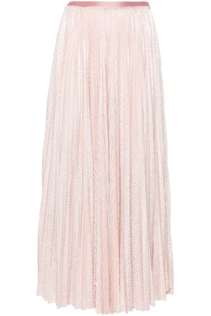 FORTE FORTE Pleated houndstooth-print midi skirt