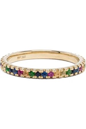 Roxanne First 14kt yellow Rainbow sapphire eternity band ring