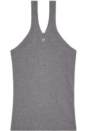 Courrèges Logo-embroidered ribbed tank top