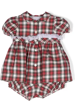 MONNALISA Ruffle-detail plaid-pattern dress