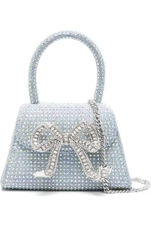 Self-Portrait Mini denim rhinestone-embellished tote bag