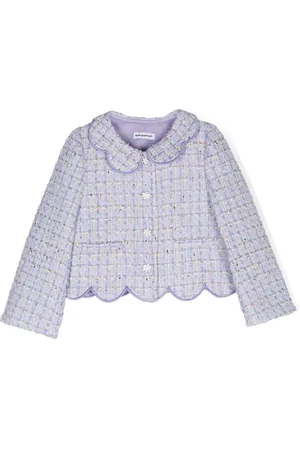 Self-Portrait Scallop-collar tweed jacket