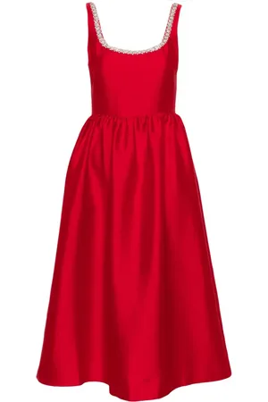 Self-Portrait Crystal-embellished taffeta midi dress