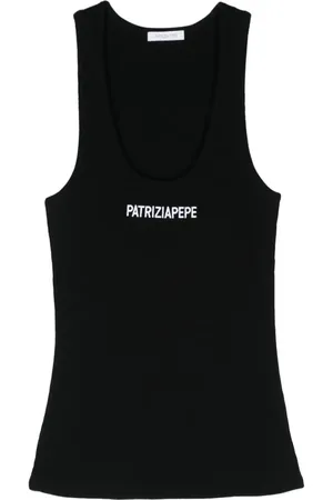 Patrizia Pepe Logo-embroidered cotton top