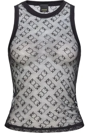 Pinko Love Birds-jacquard mesh tank top