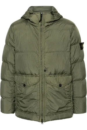 Stone Island Crinkled hooded puffer coat