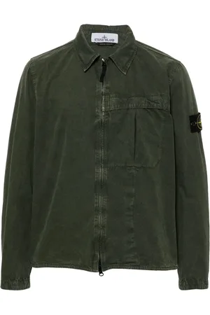 Stone Island Compass-badge cotton shirt jacket