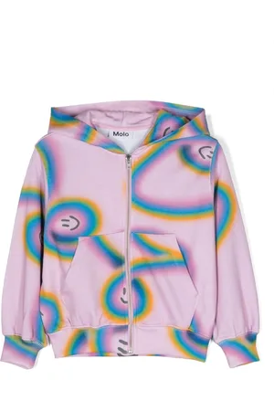 Molo Printed cotton zipped hoodie