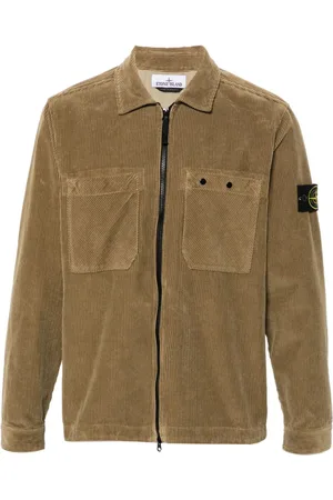 Stone Island Compass-motif corduroy shirt jacket