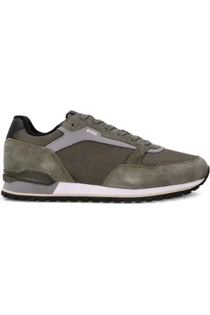HUGO BOSS Suede-trimmed mesh sneakers