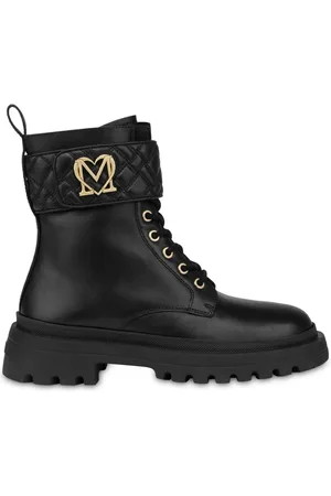 Moschino Logo-plaque leather ankle boots