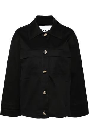 Ganni Knot-detail canvas shirt jacket