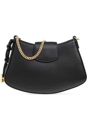Ganni Logo-charm leather tote bag