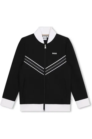 HUGO BOSS Striped appliqu?? zipped cardigan