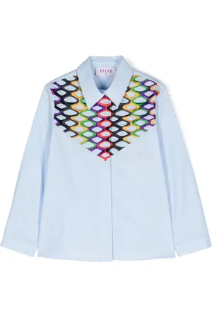 PUCCI Junior Embroidered-pattern cotton shirt
