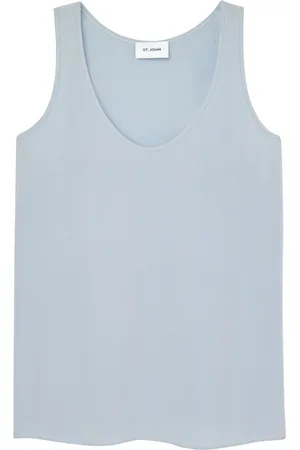 ST. JOHN Scoop-neck silk tank top
